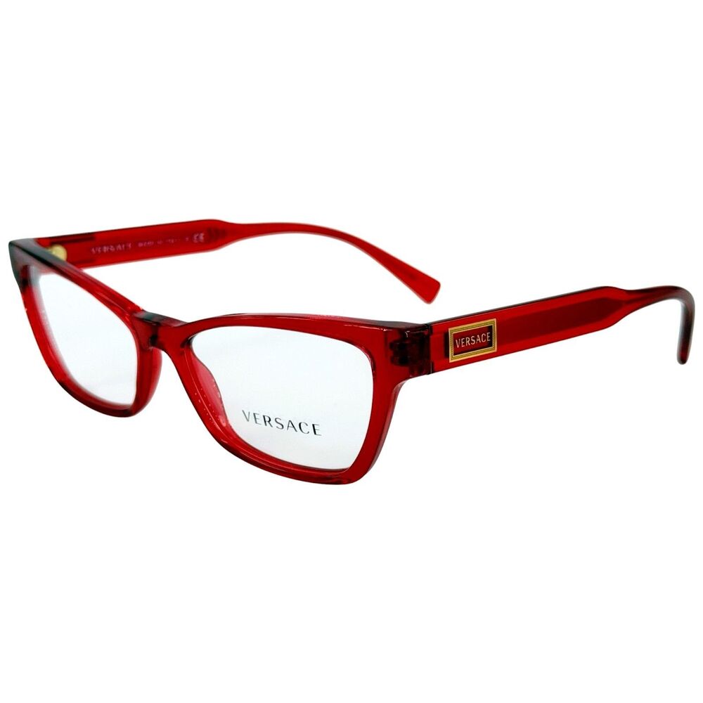 Versace 3275 Womens Plastic Eyeglass Frame 5223 Transparent Red 53-15 Italy